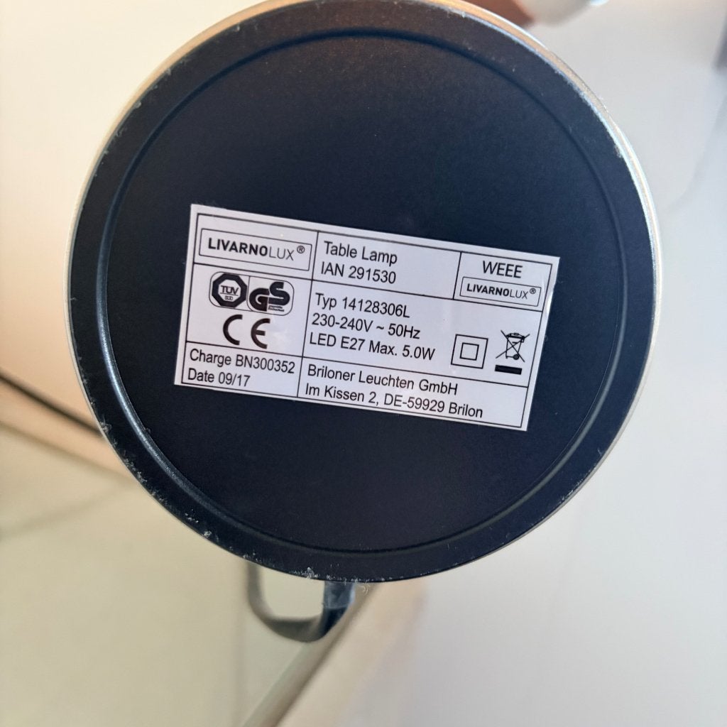 LIVARNO LUX Tafellamp LED E27 Max. 5W, Huis en Inrichting, Ophalen, E27 (groot), Zo goed als nieuw, Glas