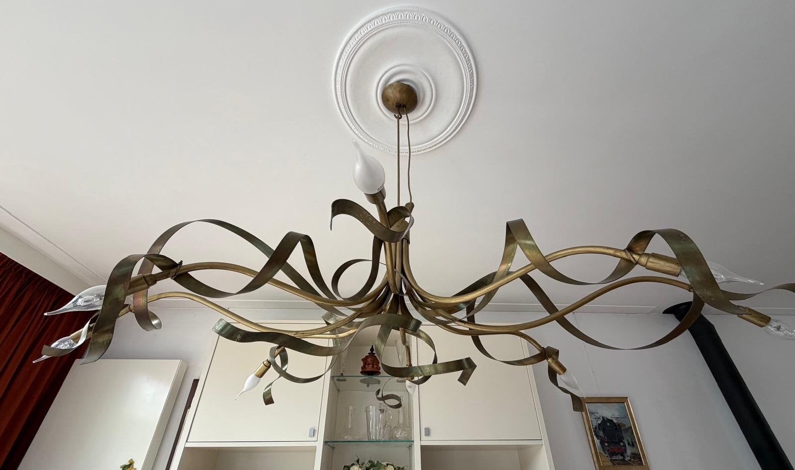 Jacco Maris 8-armige ovale bronzen lamp, 1.70m, Ophalen of Verzenden, Zo goed als nieuw, Metaal