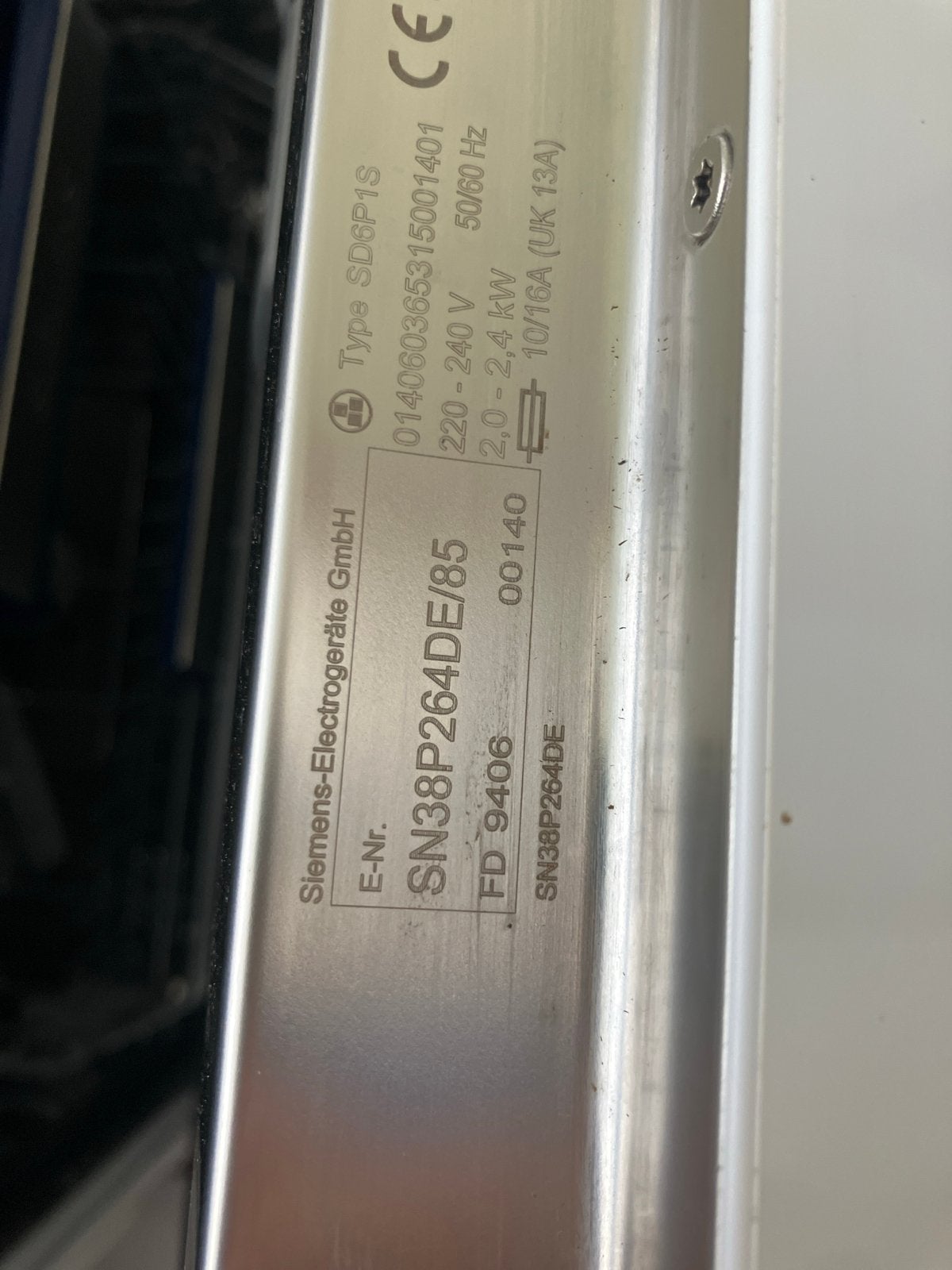 Siemens SN38P264DE/85 inbouw Vaatwasser, Witgoed en Apparatuur, Ophalen, Gebruikt, 60 cm of meer, Eco programma