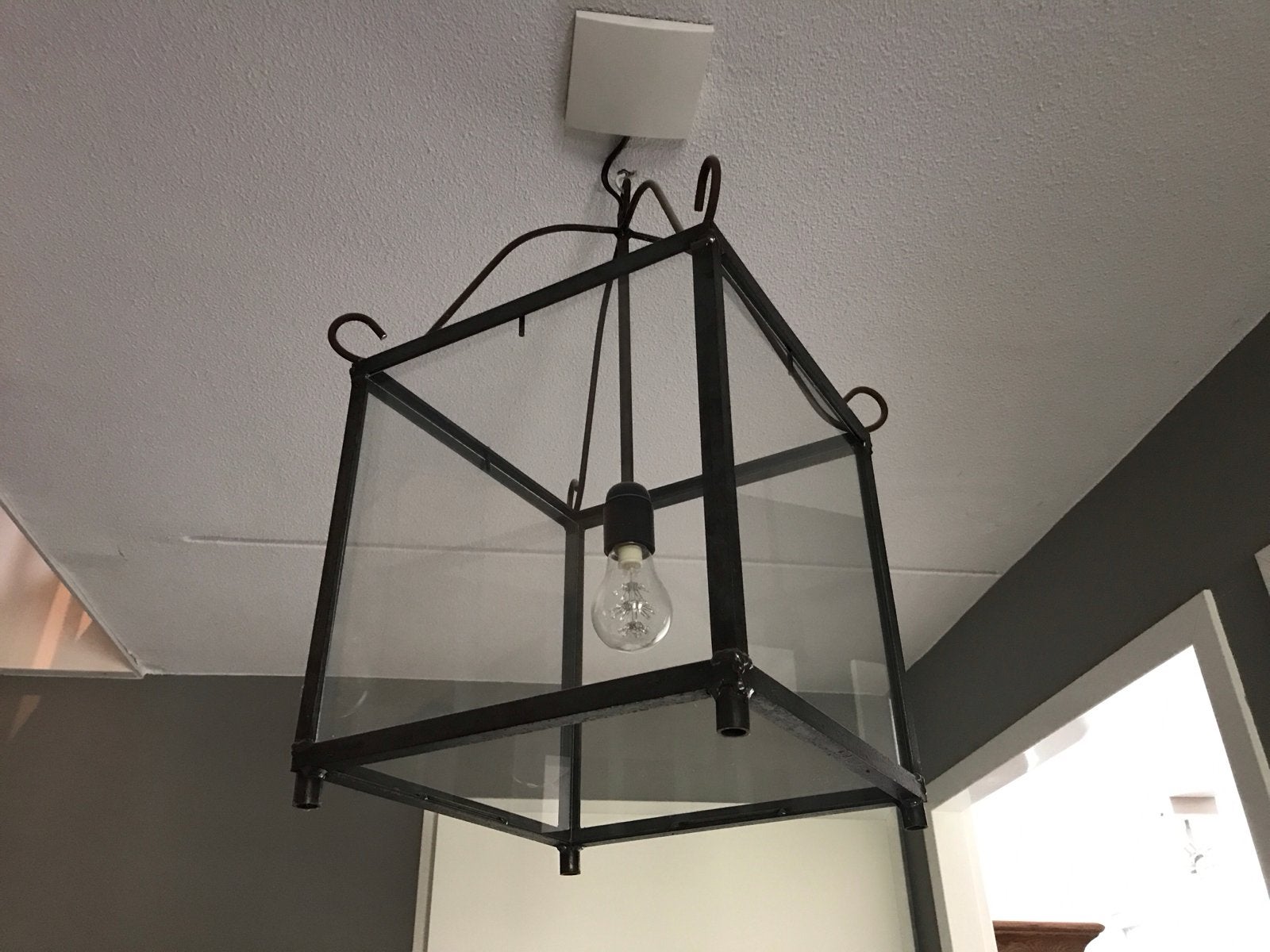 2x Industriële Hanglamp -  IJzer met Glas, Ophalen, Zo goed als nieuw, Metaal, E27 (groot)