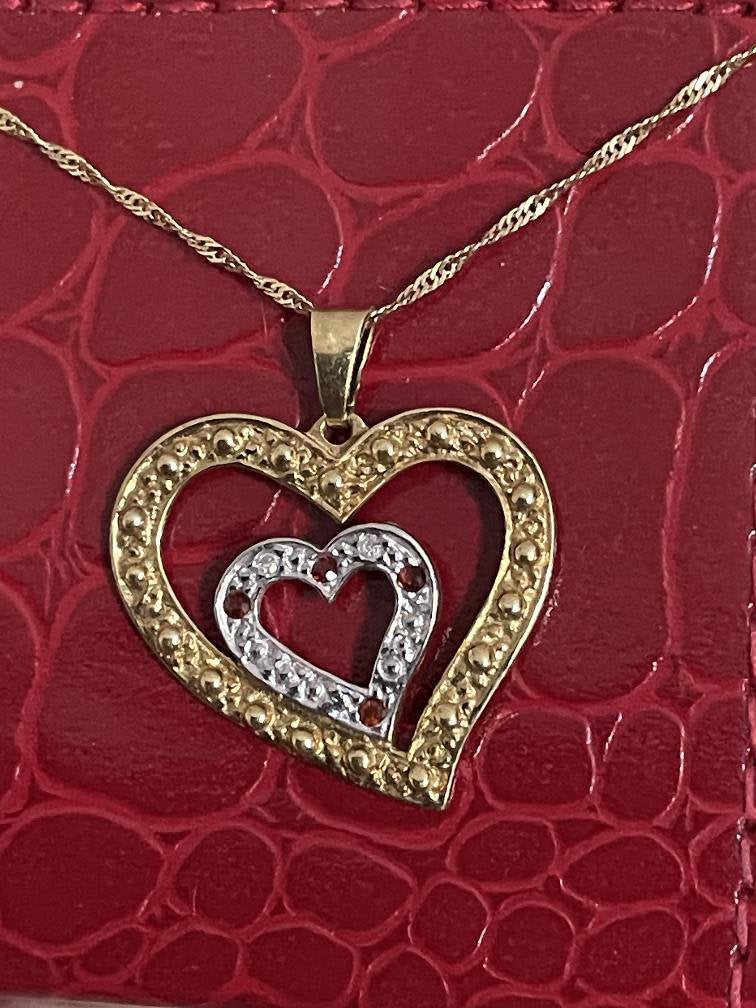 8 karaat geelgouden ketting met harthanger, Ophalen of Verzenden, Zo goed als nieuw, Nvt, Nvt