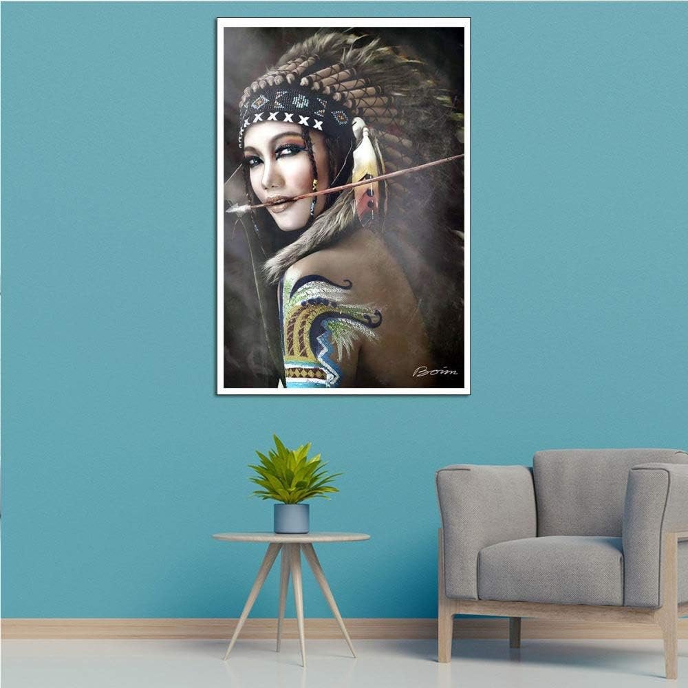 Nieuwe Canvas foto, indiase krijgerster, 60 x 90 cm, Nieuw, Ophalen of Verzenden, Print, 75 – 100