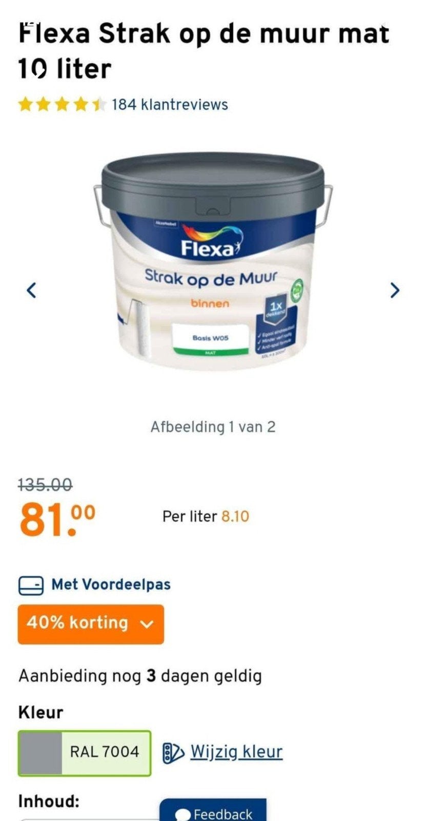 3 potten Grijze Muurverf 10 Liter, Ophalen of Verzenden, Nieuw