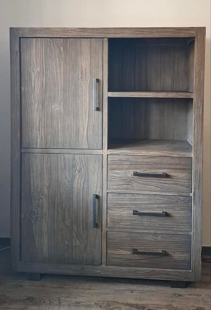 Houten kast met lades en deuren - Bruin, Ophalen, Zo goed als nieuw, 150 tot 200 cm, 25 tot 50 cm