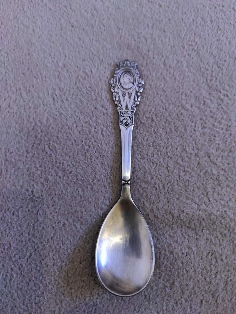 Verzilverde herdenkings lepel Wilhelmina 1938, Ophalen of Verzenden
