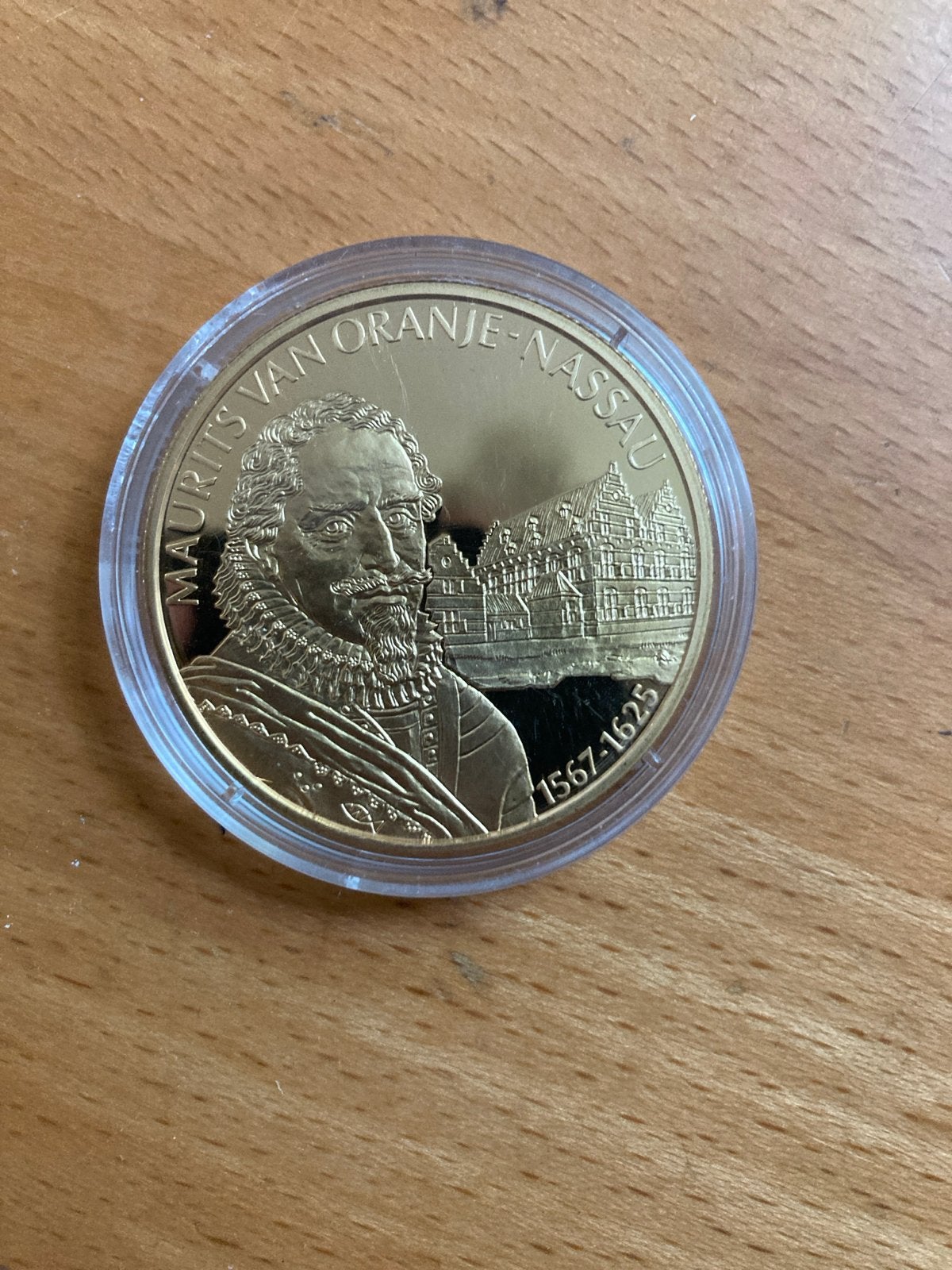 Maurits van Oranje-Nassau 24 karaat vergulde munt, Postzegels en Munten, Vóór koninkrijk, Losse munt, Goud, Overige waardes