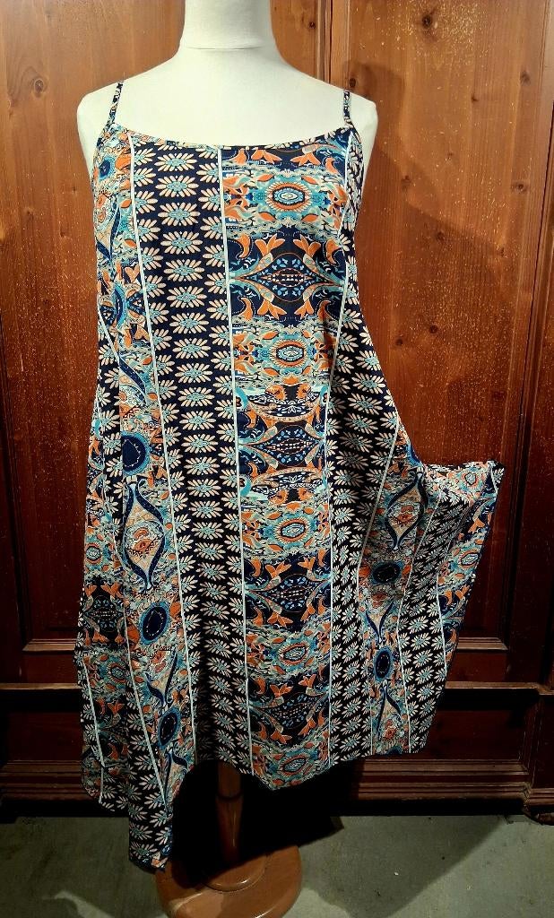Boho jurk multi blauw 48-50, Kleding | Dames, Grote Maten, Nieuw, Jurk, Blauw, Ophalen of Verzenden