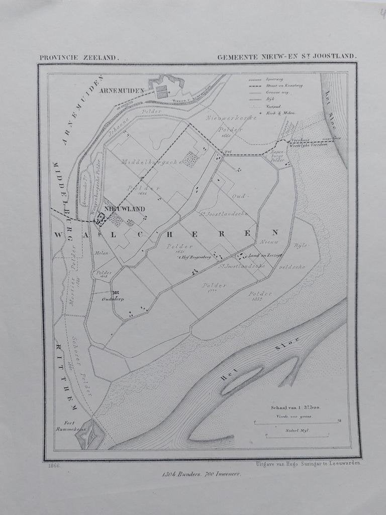 40 / Nieuwland Arnemuiden Fort Rammekens Litho 1866 J Kuyper, Ophalen of Verzenden
