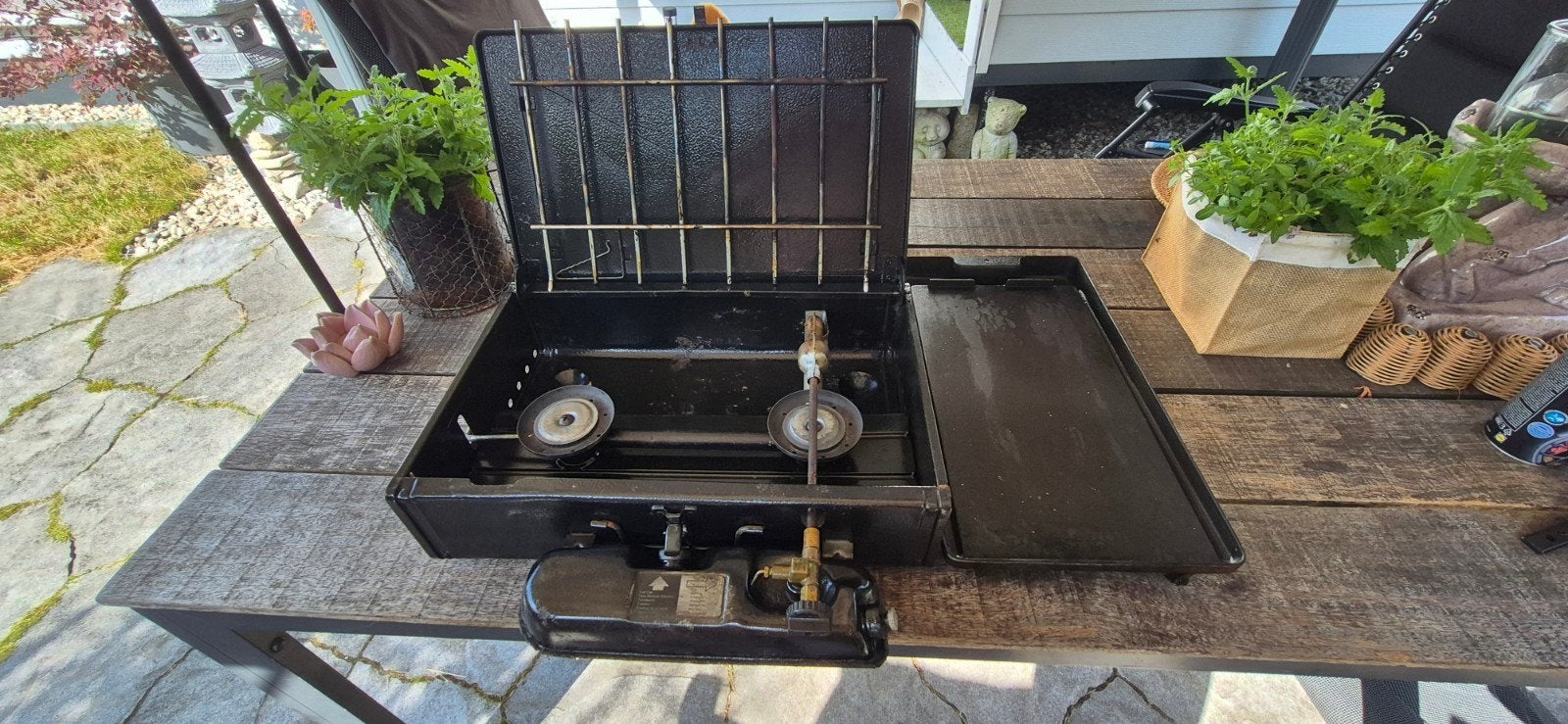 Coleman Unleaded 2-Burner Stove met grillplaat, Caravans en Kamperen, Kampeeraccessoires, Ophalen, Gebruikt