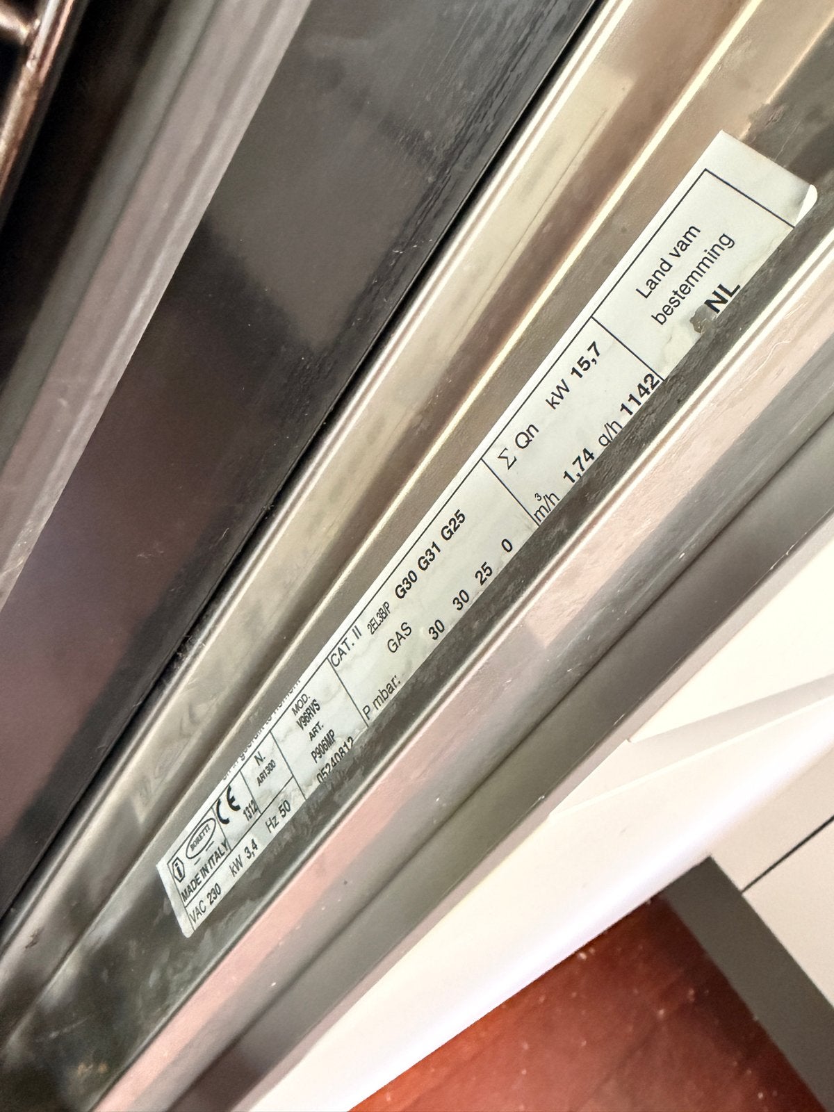 Boretti gasfornuis 90cm RVS met oven, Ophalen, Gebruikt, 60 cm of meer, Grill