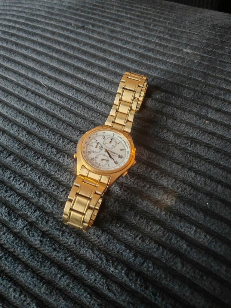 Seiko Chronograaf 7T32-7C60 Goudkleurig Herenhorloge, Gebruikt, Polshorloge, Overige materialen, Ophalen of Verzenden