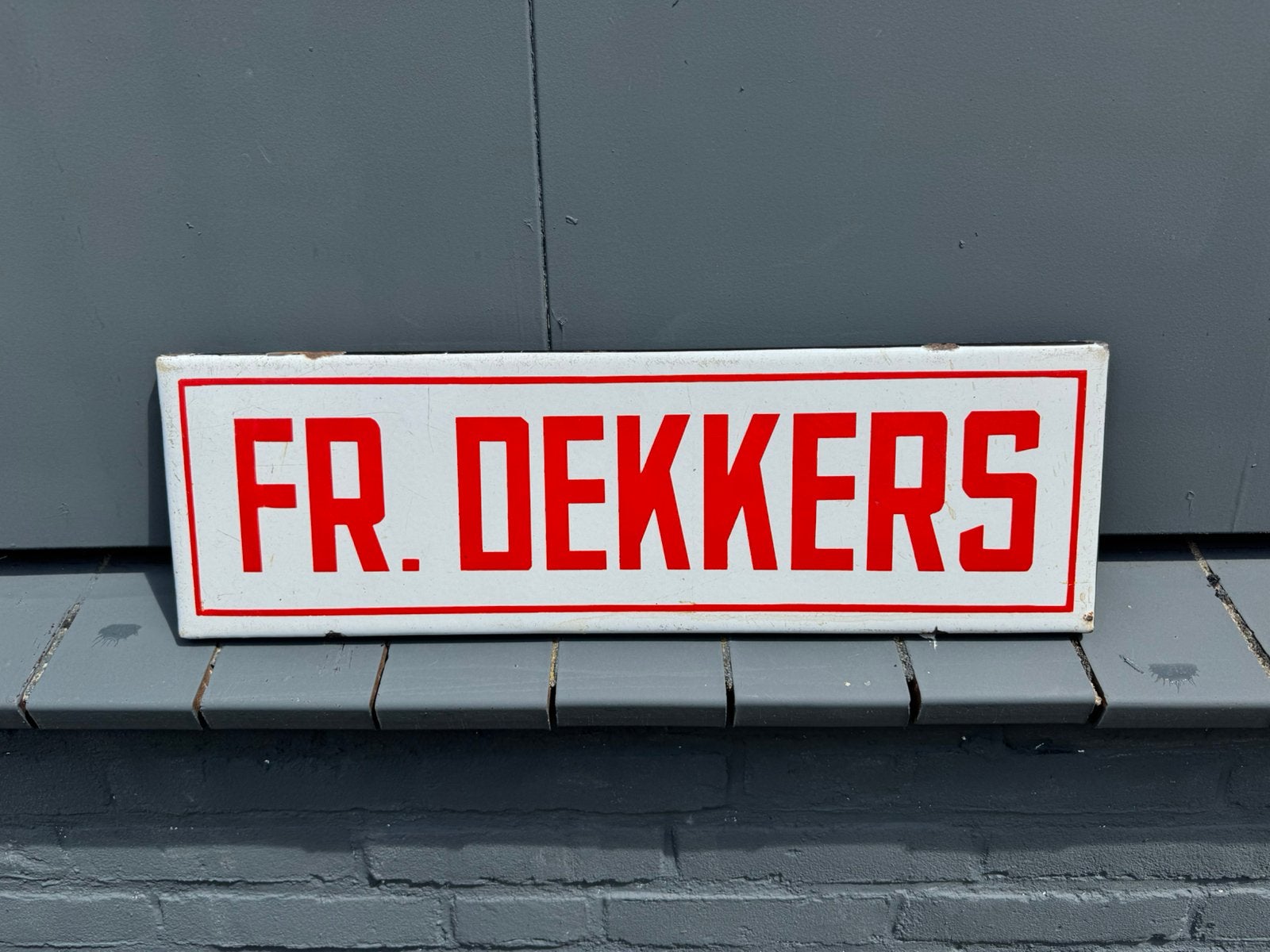 FR. Dekkers emaille reclamebord, Antiek en Kunst, Ophalen of Verzenden