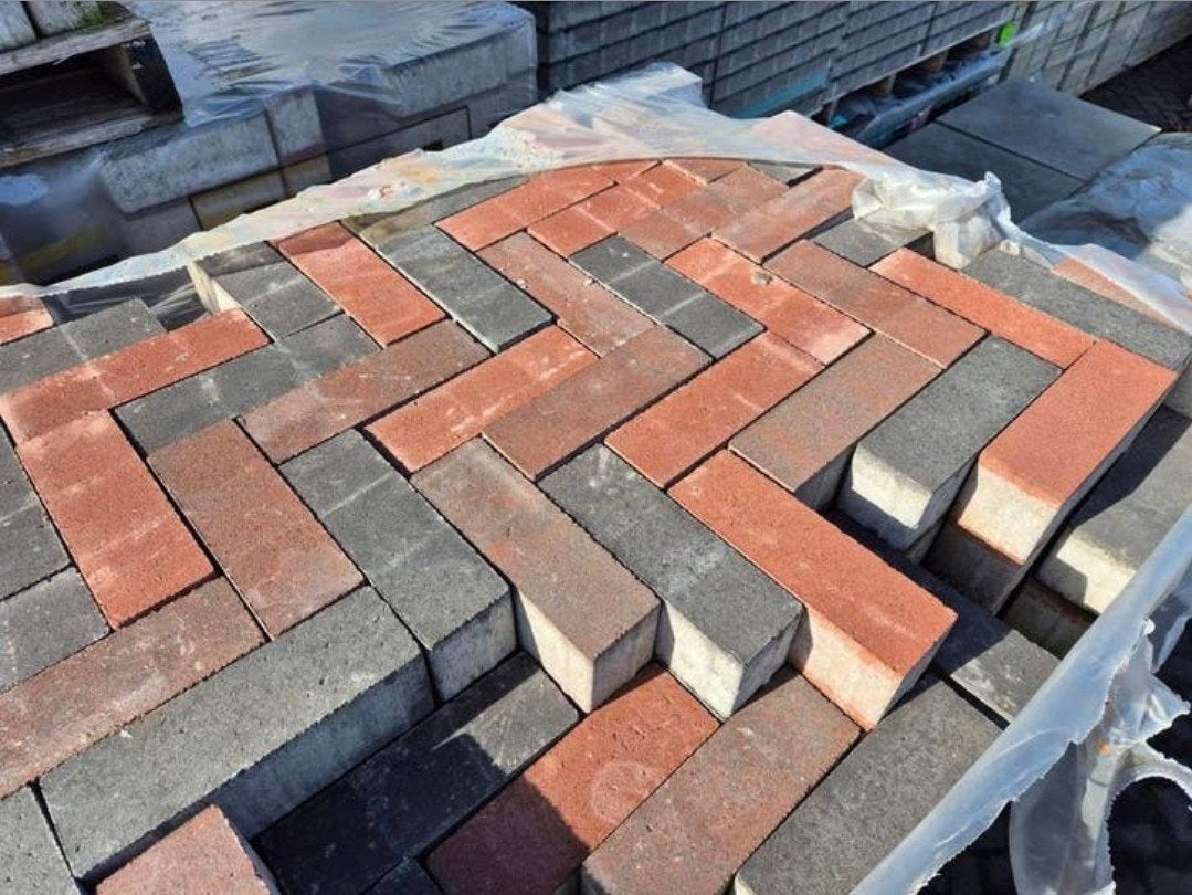 9,50m Waaltjes drie kleur tuinpad oprit terras dikformaat, Klinkers, Nieuw, Beton, 5 tot 10 m²