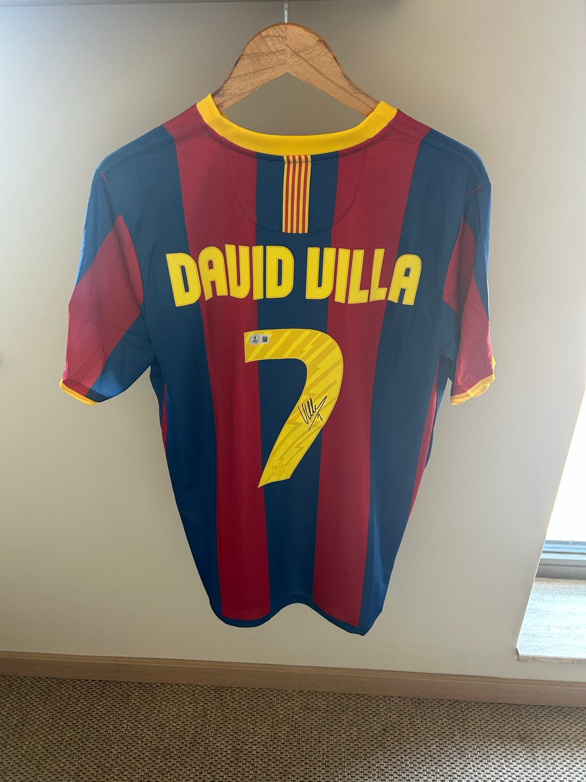 COA Beckett 2011 Barcelona shirt David Villa gesigneerd, Blauw, Overige maten, Ophalen of Verzenden, Zo goed als nieuw