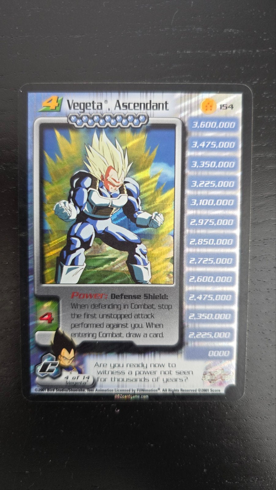 Vegeta, Ascendant 154 FOIL, Ophalen of Verzenden, Zo goed als nieuw, Losse kaart, Foil