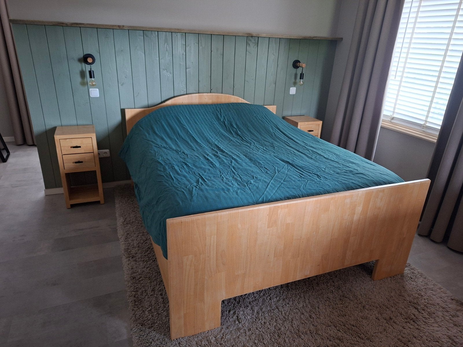 Eiken slaapkamer set, Ophalen, Bruin, Tweepersoons, 200 cm