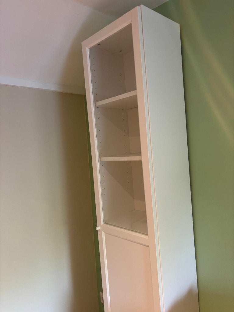 MOET WEG Boekenkast met glazen deur Ikea Billy oxberg, Huis en Inrichting, Ophalen, Minder dan 50 cm, Met deur(en), 200 cm of meer