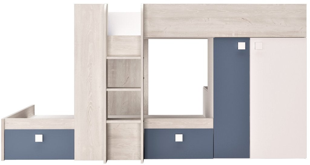 Maxim Multifunctioneel Stapelbed - 90x200 - Blauw, Niet ingevuld, Niet ingevuld, Niet ingevuld