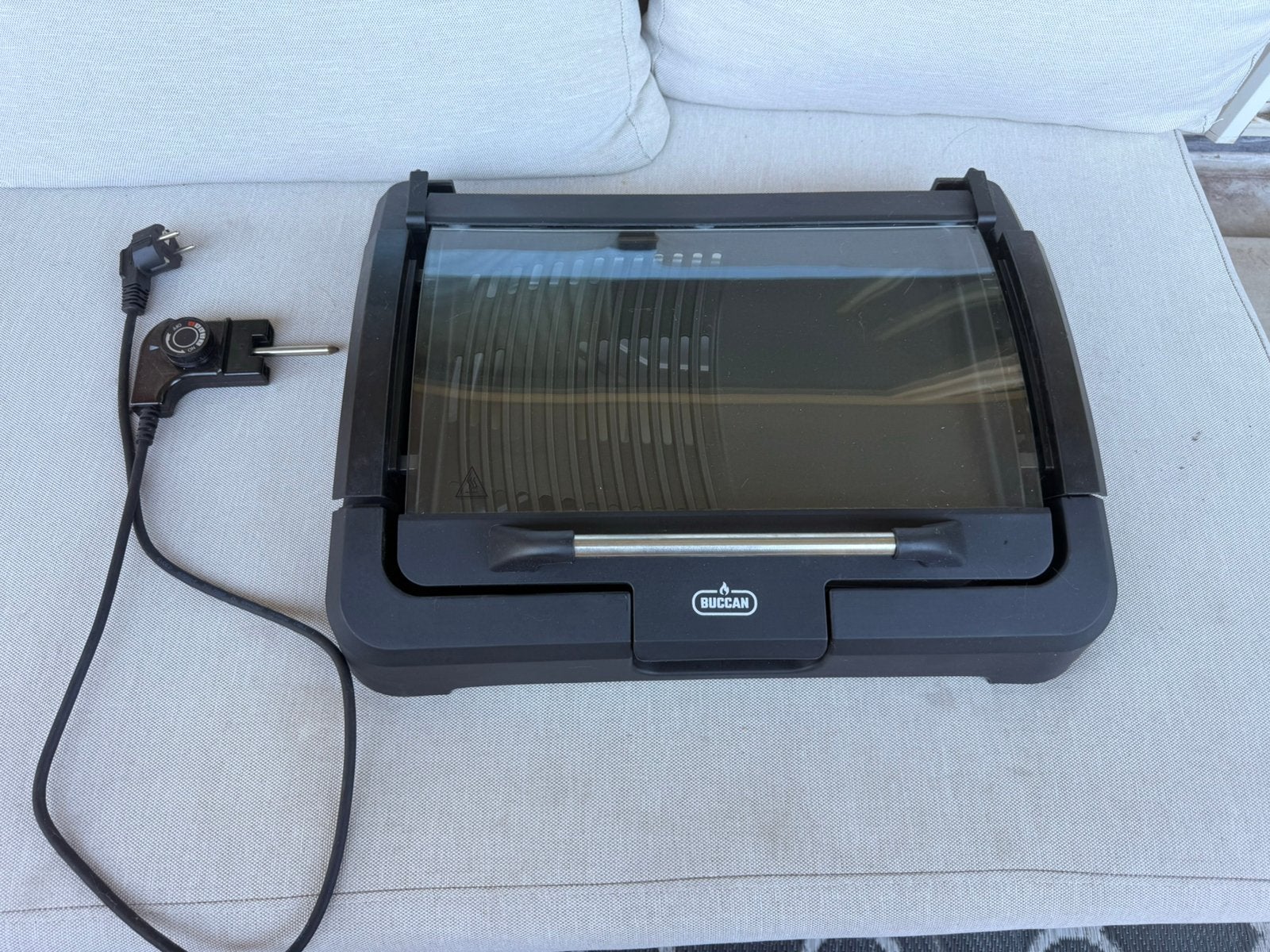 Buccan Elektrische Tafelgrill / Contactgrill, Witgoed en Apparatuur, Grillplaten, Ophalen, Zo goed als nieuw