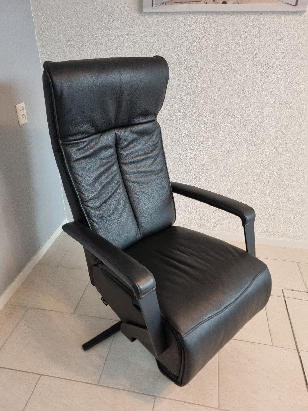 Montel verstelbare relaxfauteuil - Zwart leer, Ophalen, Zwart, Leer, Zo goed als nieuw