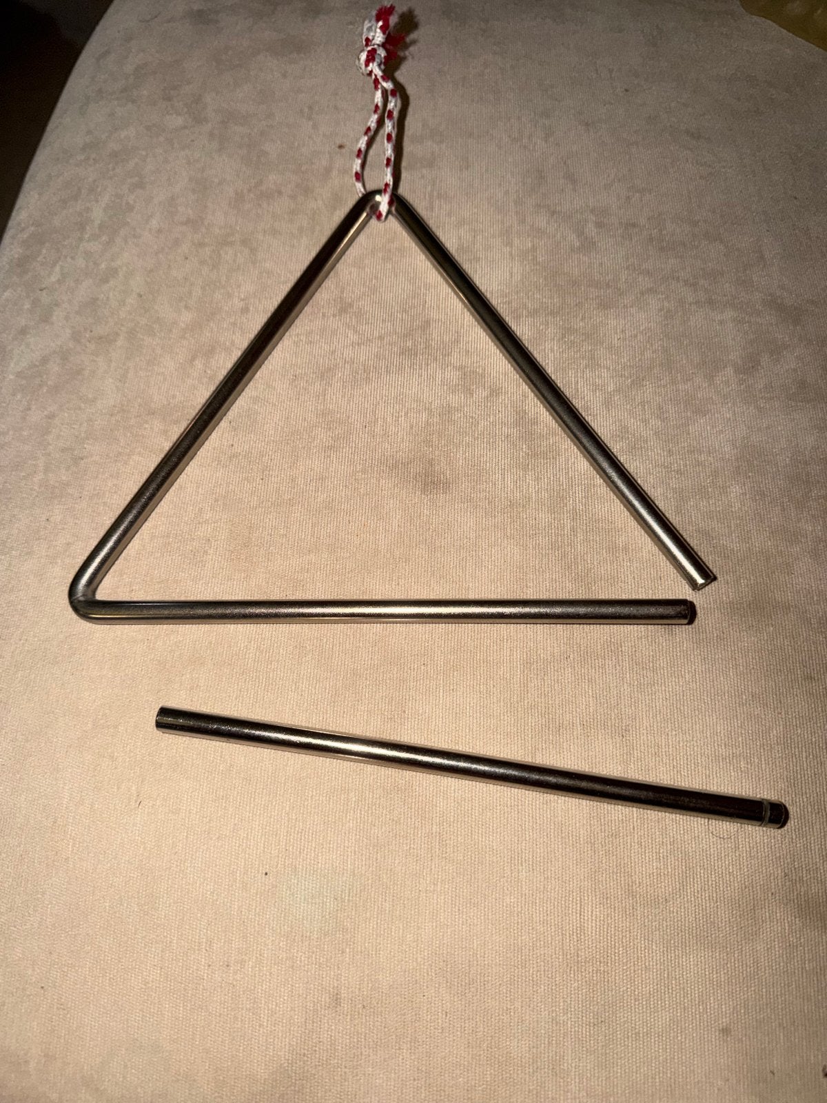 Driehoek 20 cm met klopper - Percussie instrument, Muziek en Instrumenten, Ophalen, Gebruikt, Overige soorten
