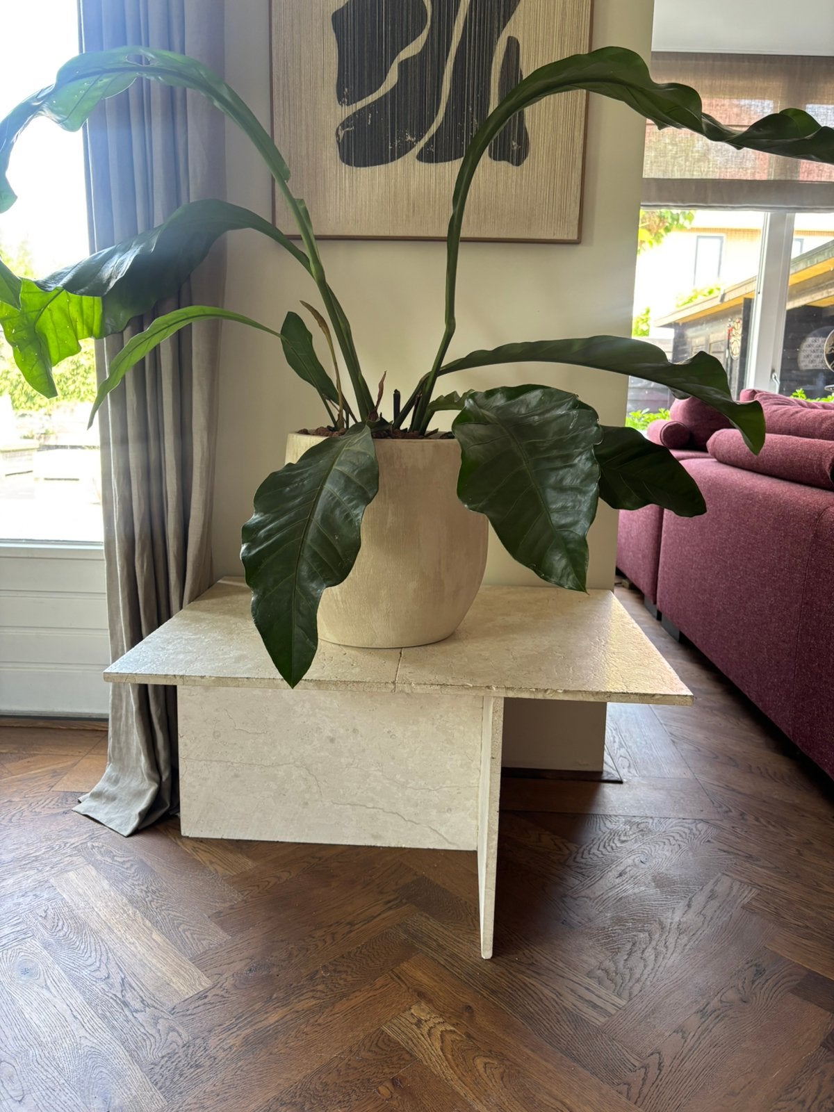 Travertin salontafel, Huis en Inrichting, Tafels | Salontafels, Ophalen, 100 tot 150 cm, 50 tot 100 cm, Zo goed als nieuw