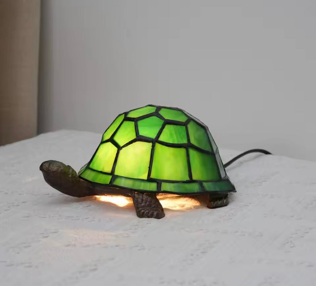 Schildpad Groen Glas-in-Lood Lamp – Uniek & Sfeervol- NIEUW!, Verzenden, Nieuw, Glas