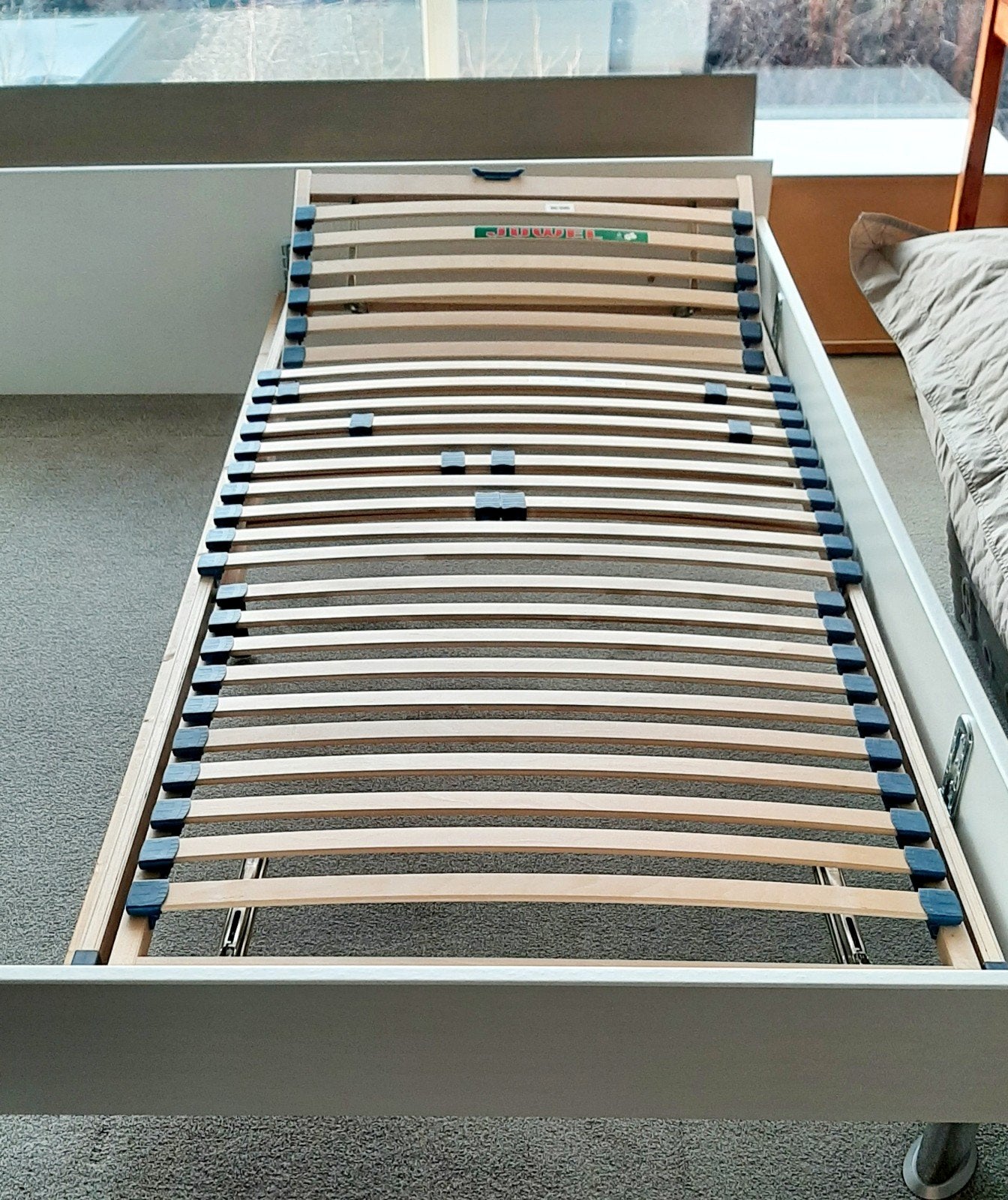 Bedombouw, nachtkastjes, lattenbodem, matras, Huis en Inrichting, Slaapkamer | Bedden, Gebruikt, Wit, Tweepersoons, Ophalen of Verzenden
