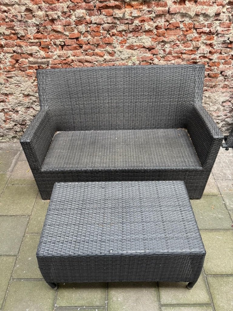 Tuinbankje met tuintafeltje, Kunststof, Gebruikt, Bank, Tuinset