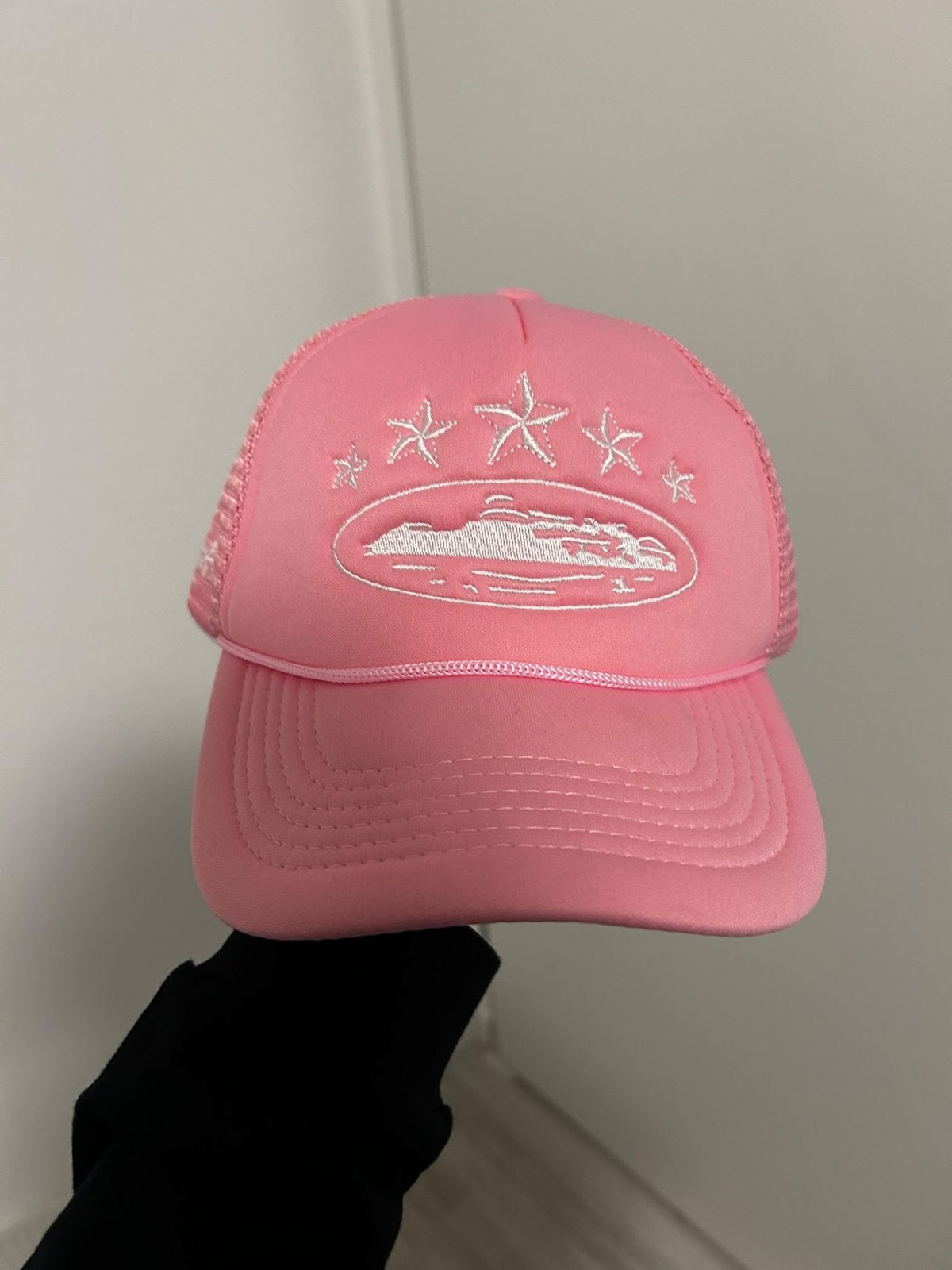 Roze corteiz  Pet met Sterren en Landschap, Ophalen of Verzenden, Zo goed als nieuw, One size fits all, Pet