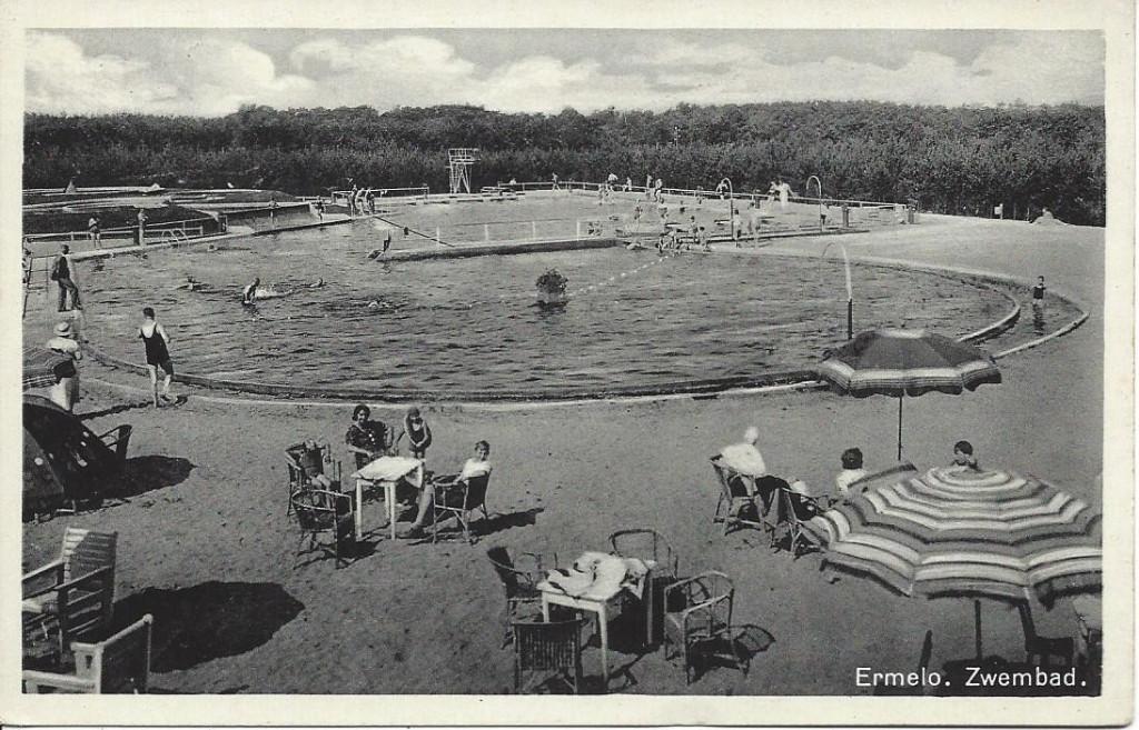 Ermelo (Gld.) Zwembad, Volk, gelopen 1938, Ophalen of Verzenden, 1920 tot 1940, Gelopen, Gelderland