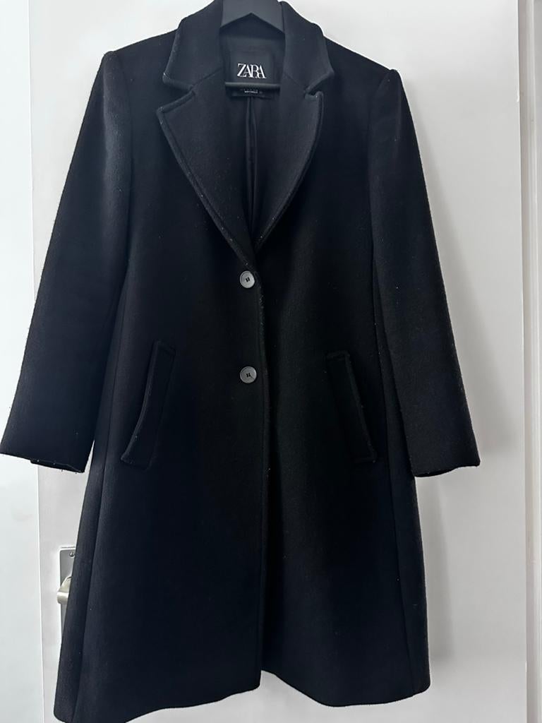Zwarte Zara wollen jas - Maat M, Kleding | Dames, Ophalen of Verzenden, Gedragen, Maat 38/40 (M), Zwart