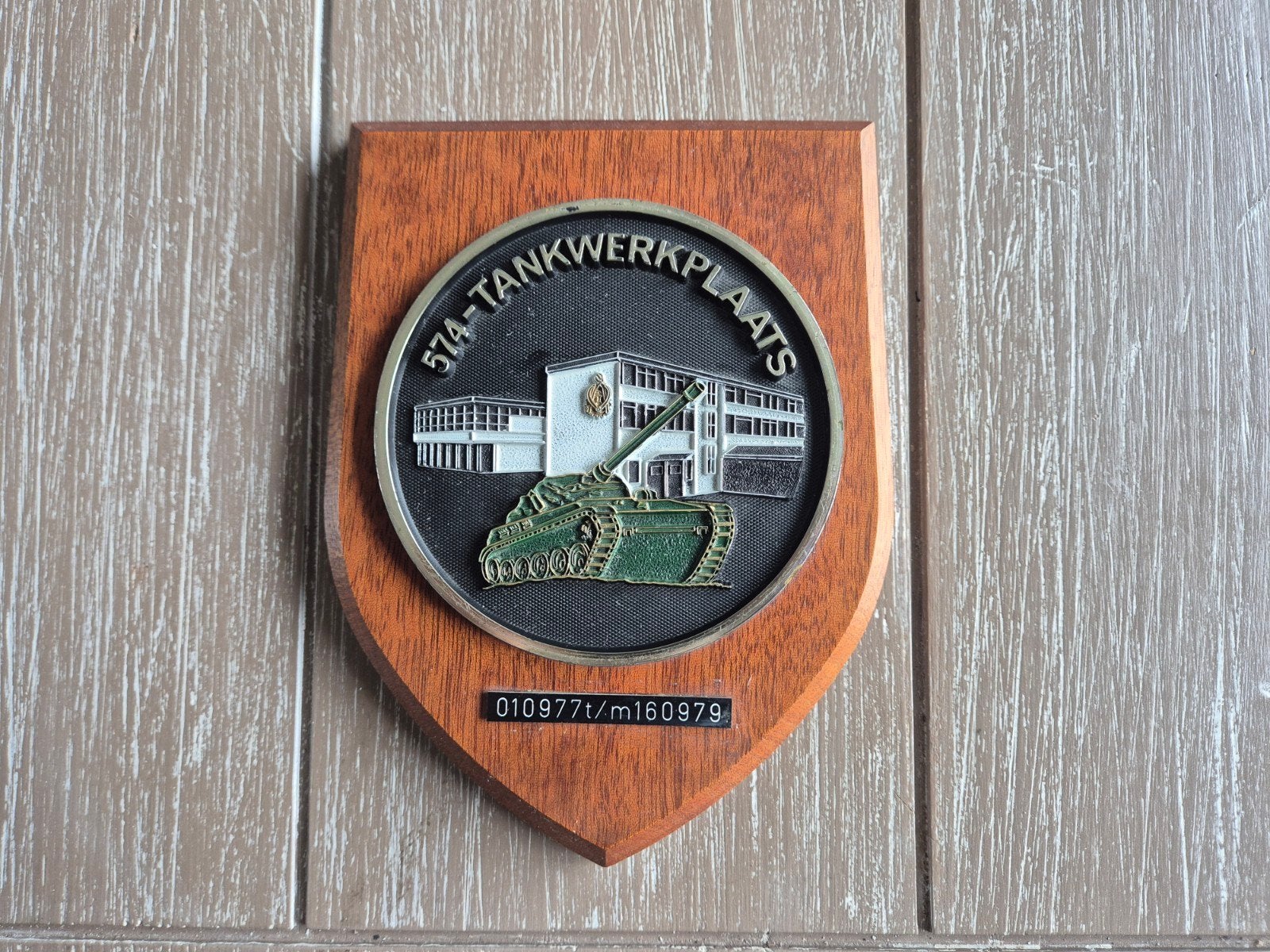 Wapenschild 574 Tankwerkplaats, Ophalen of Verzenden, Landmacht, Nederland, Overige typen