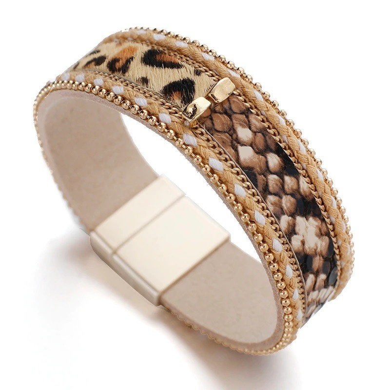 armband panter slang luipaard motief nieuw 18cm, Ophalen of Verzenden, Nieuw, Bruin, Overige materialen