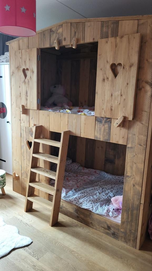Uniek stapelbed van steigerhout - boomhut stijl, Ophalen, Gebruikt, Stapelbed