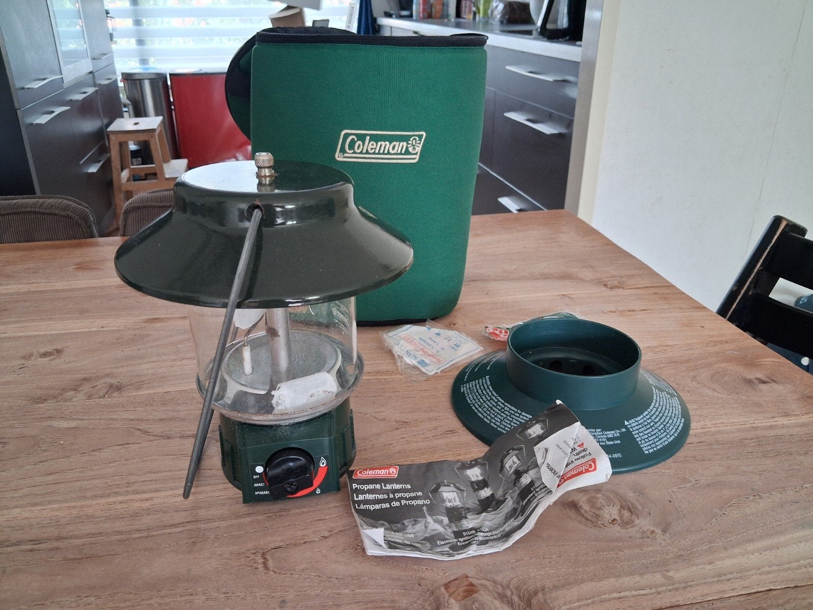 Coleman gaslamp met draagtas en extra mantels, Ophalen of Verzenden, Gebruikt