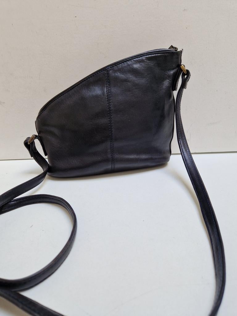 Zwarte leren schoudertas  Bosboom, Sieraden, Tassen en Uiterlijk, Tassen | Schoudertassen, Overige merken, Gebruikt, Zwart, Ophalen of Verzenden