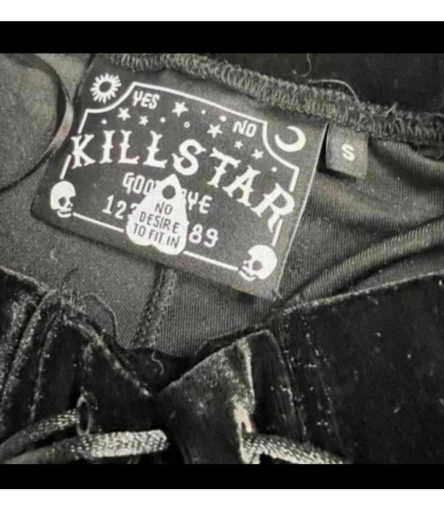 Killstar zwarte damesbroek Black Velvet bottoms S - Gothic, Zwart, Ophalen of Verzenden, Zo goed als nieuw, H