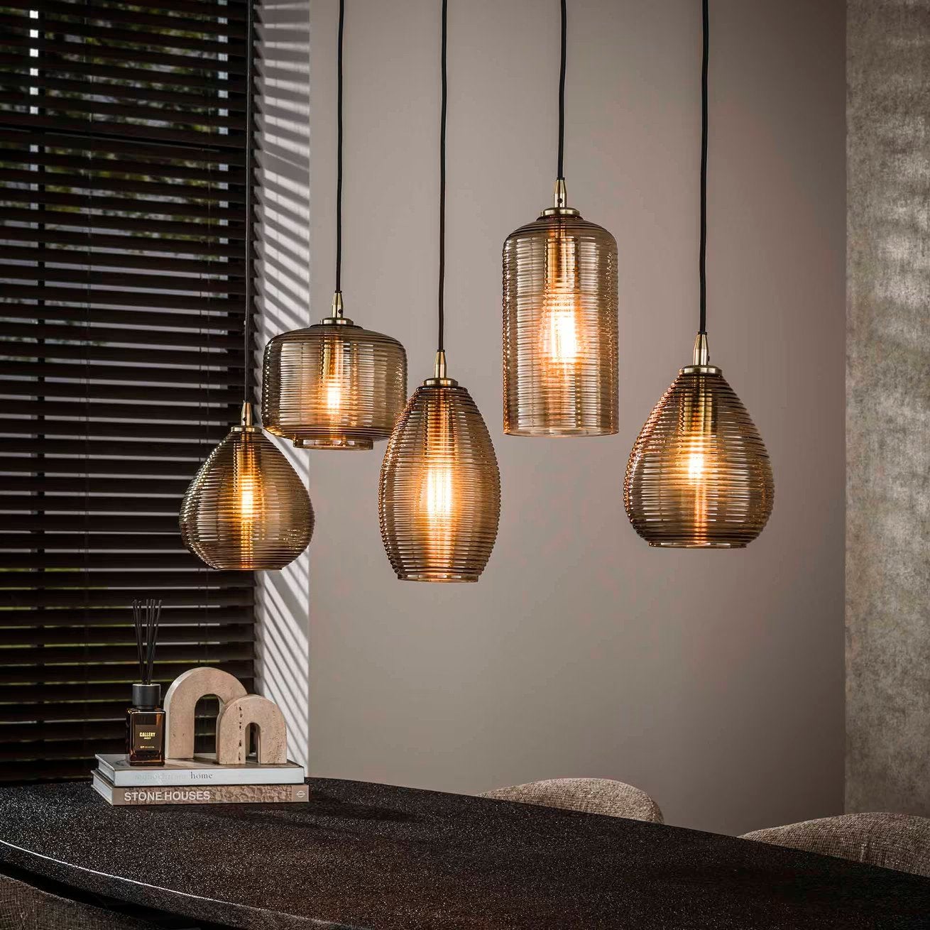 Hanglamp Kirin Glas, 5-lamps van Lifestylefurn 
Breedte:	126, Ophalen, ., Glas, .