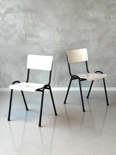 Retro eettafelstoelen nieuw kantinestoelen wit prijs p/stuk, Kunststof, ., Wit, Vintage