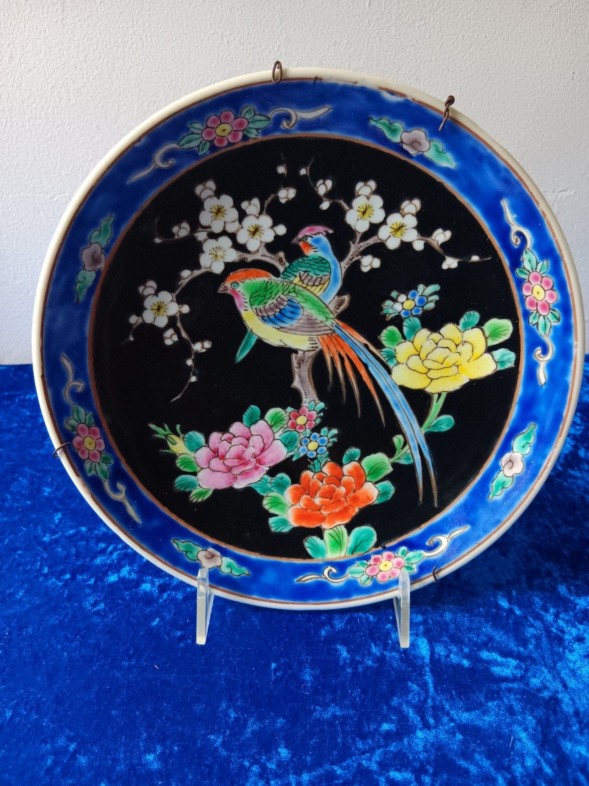 Antieke Japanse charger met vogel- en bloemmotief, ca. 1920, Ophalen of Verzenden