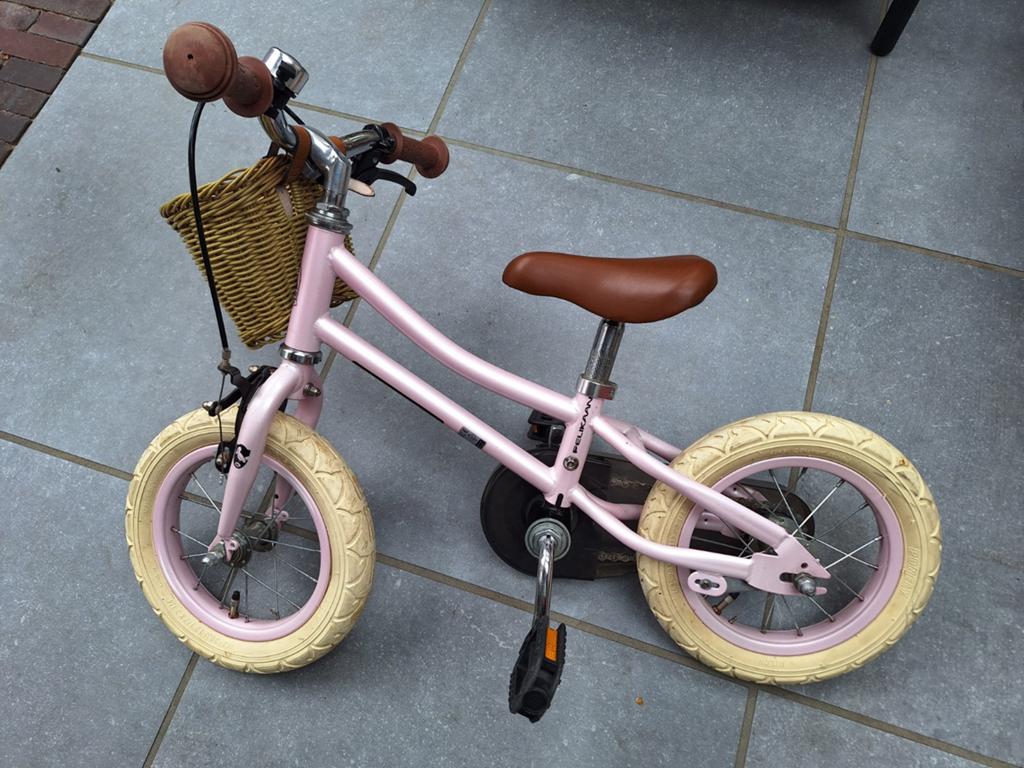 Loopfiets Pelikaan met ombouwset trappers en zijwieltjes, Ophalen, Minder dan 16 inch, Zijwieltjes