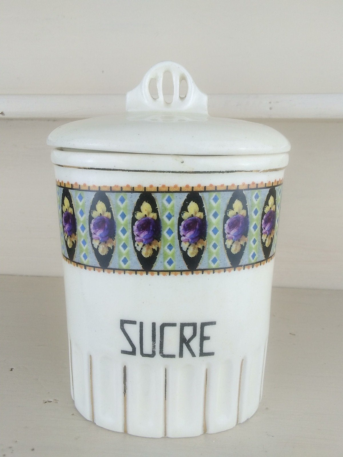 Oude Franse Aardewerk Suikerpot - 17 cm Hoog, Ophalen of Verzenden