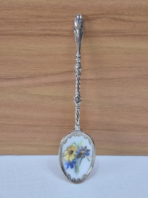 Verzilverd lepeltje met bloem versiering, ., Verzilverd, Ophalen of Verzenden, .