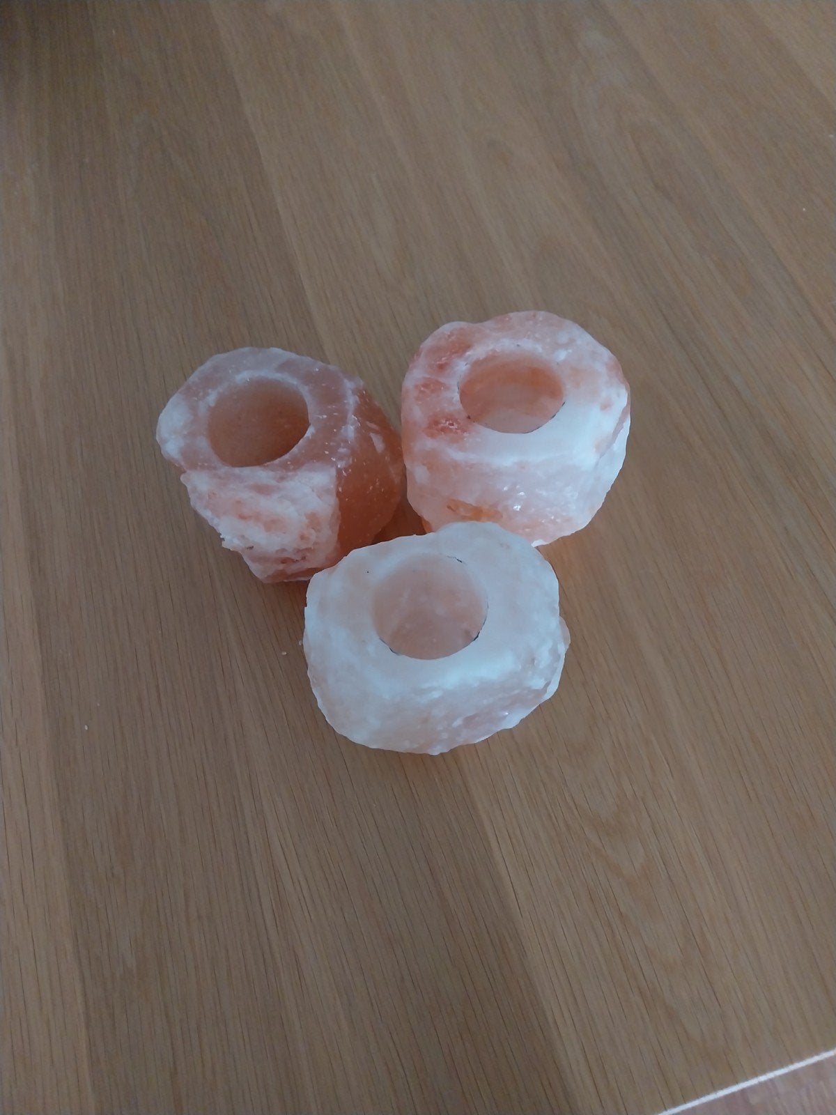 Himalaya zout waxinelichthouders - set van 3, Ophalen, Gebruikt, Waxinelichthouder, Oranje