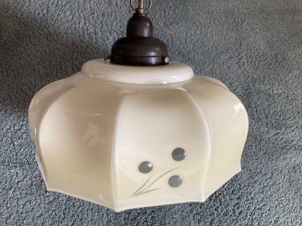 Art deco glazen hanglamp & bakelieten fitting, Ophalen