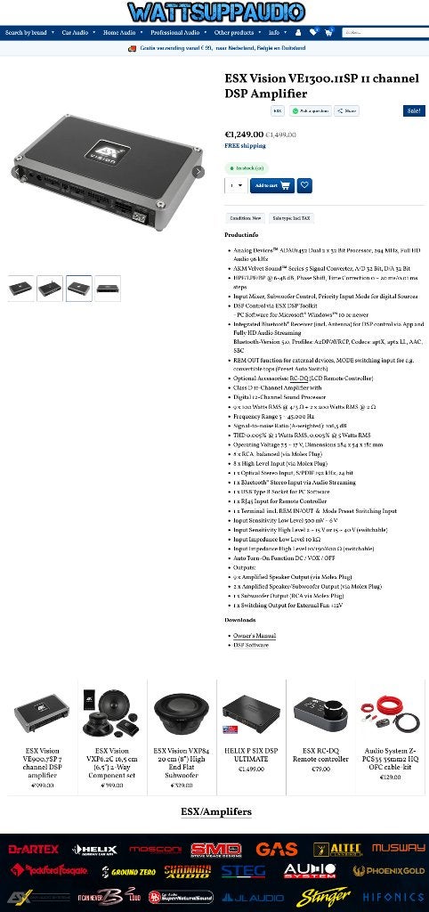 ESX Vision VE1300.11SP 11 kanaals DSP versterker, Auto diversen, Audio Design, Nieuw, Am Breilingsweg 3, 76709 Kronau, Duitsland