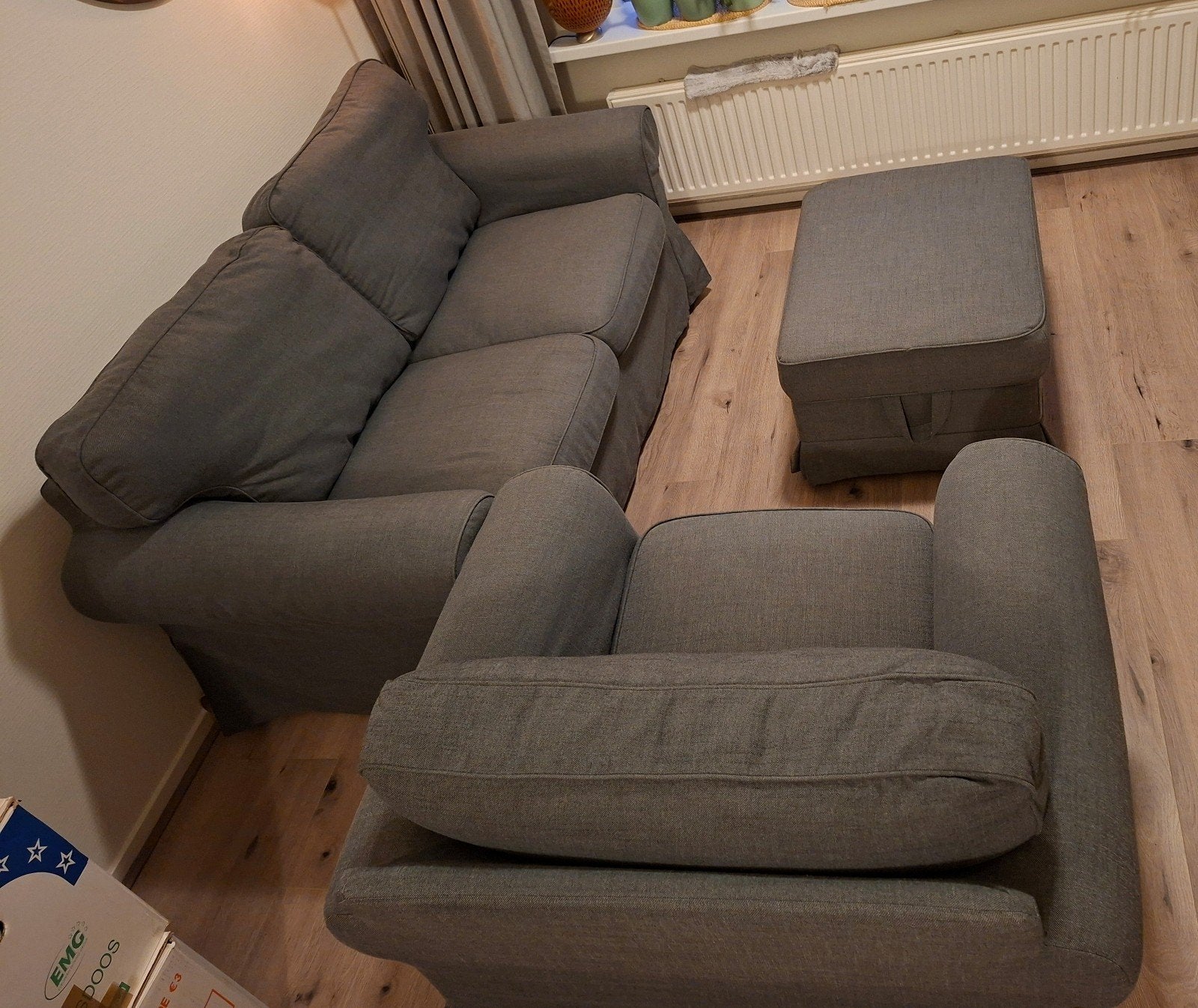 2-zits bank, fauteuil en poef Ikea Ektorp, Ophalen, Overige materialen, Gebruikt, Overige maten