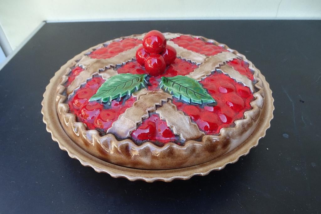 Taart (vlaai) schaal met deksel, keramiel, Huis en Inrichting, Keuken | Servies, Ophalen, Keramiek, Overige stijlen, Schaal of Schalen