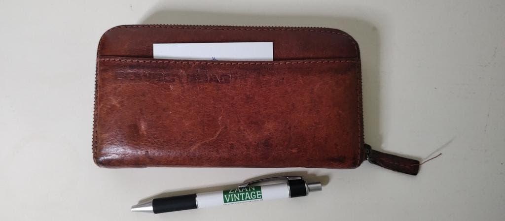 K692 COWBOYSBAG lederen portemonnee zeer fraai, 2e hands, Bruin, Ophalen of Verzenden, Zo goed als nieuw
